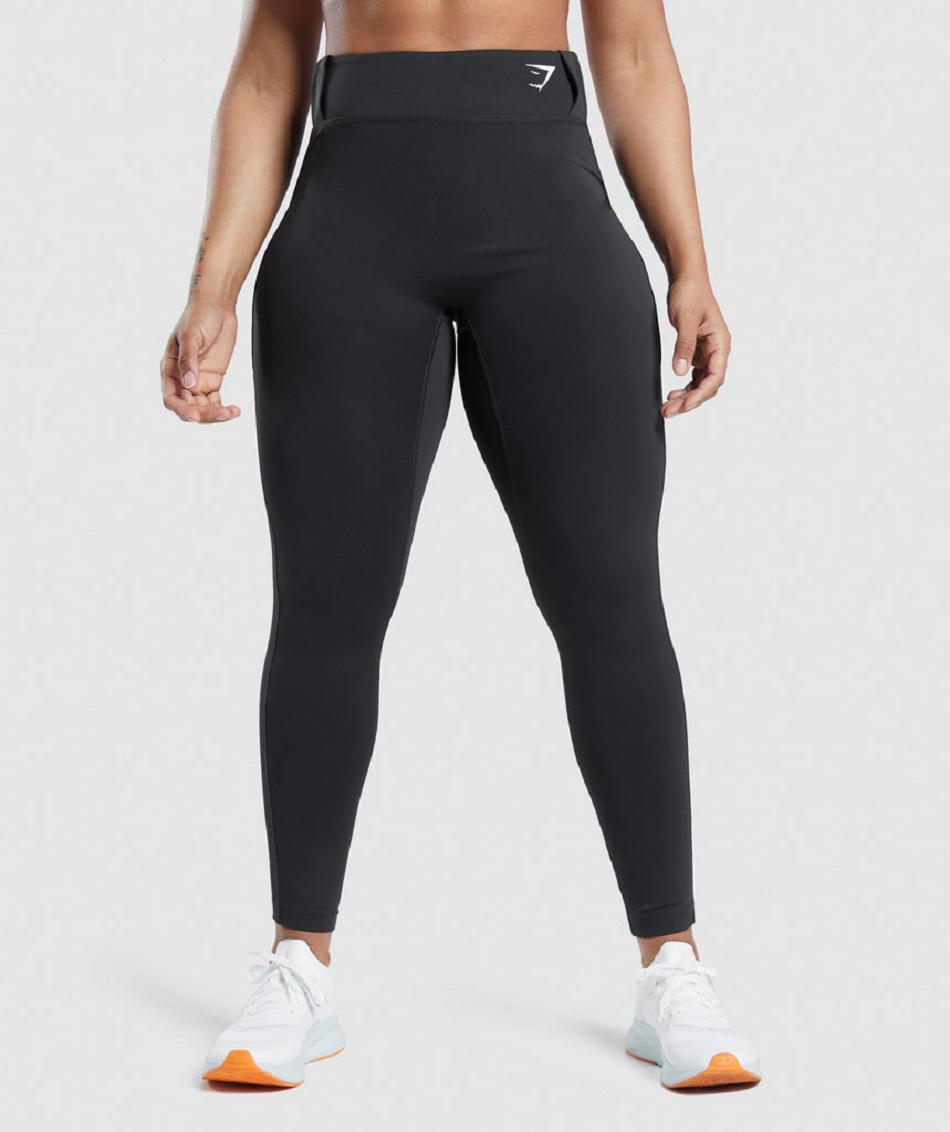 Legginsy Damskie Gymshark Sportowe Czarne | PL 2252ILH